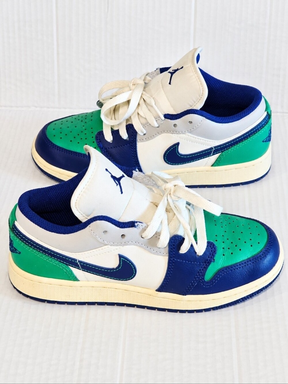 Jordan 1 Low Rare Air GS Youth 4Y Sail Green Navy Blue 553560-147 Sneakers Kids